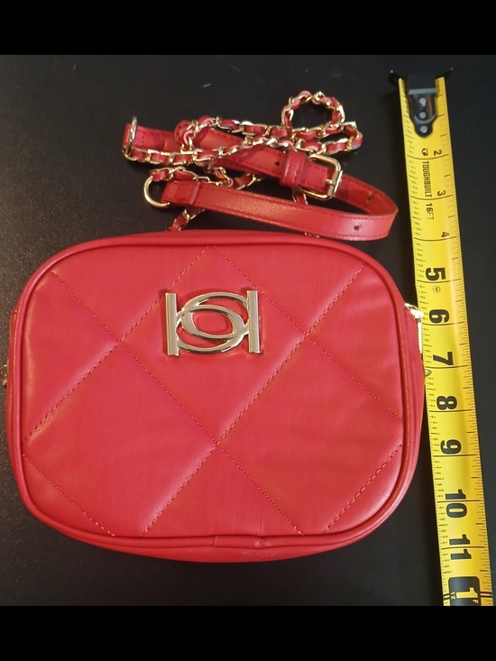 bebe Handbags - bebe Red Quilted Crossbody with Gold Chain Accent